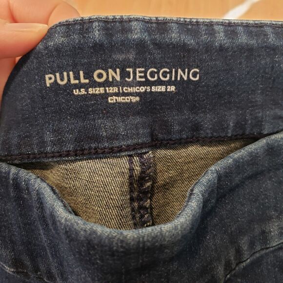 Chico's Pull-On Jegging EmblishJewelsJeans Ankle Women's Size 2R Large 12 Blue - Picture 4 of 11